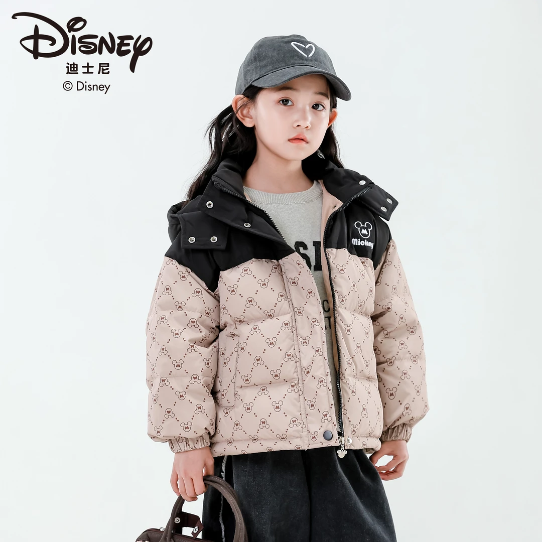 DISNEY/迪士尼100周年庆儿童白鸭绒羽绒服韩版男女童连帽童装外套