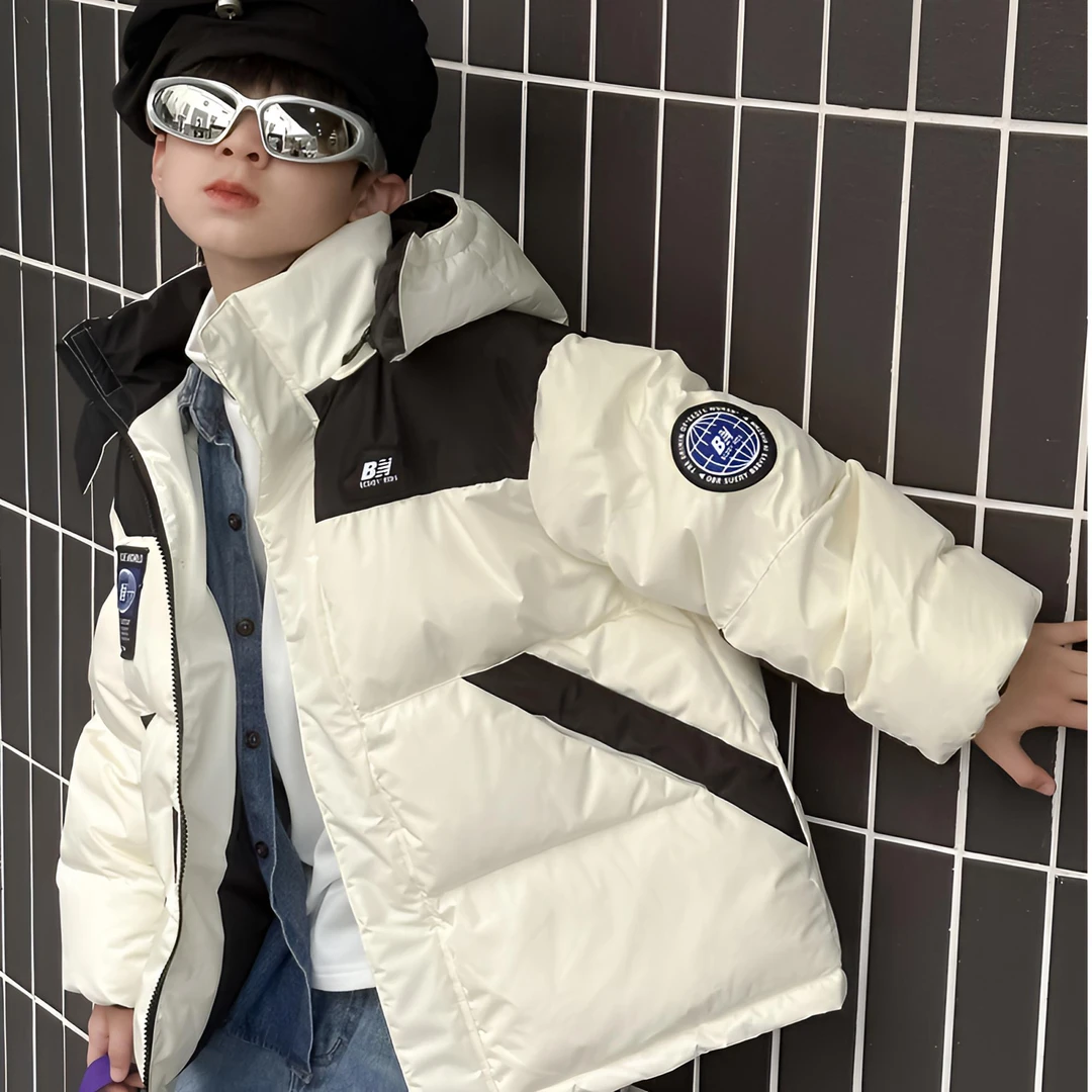 儿童亲子男女中大童新款羽绒服韩版潮流加厚保暖立领脱卸帽外套