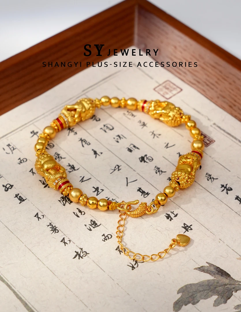 铜合金手链 D-104胖妹妹大码饰品新中式“四不”小萌宝宝佛手链