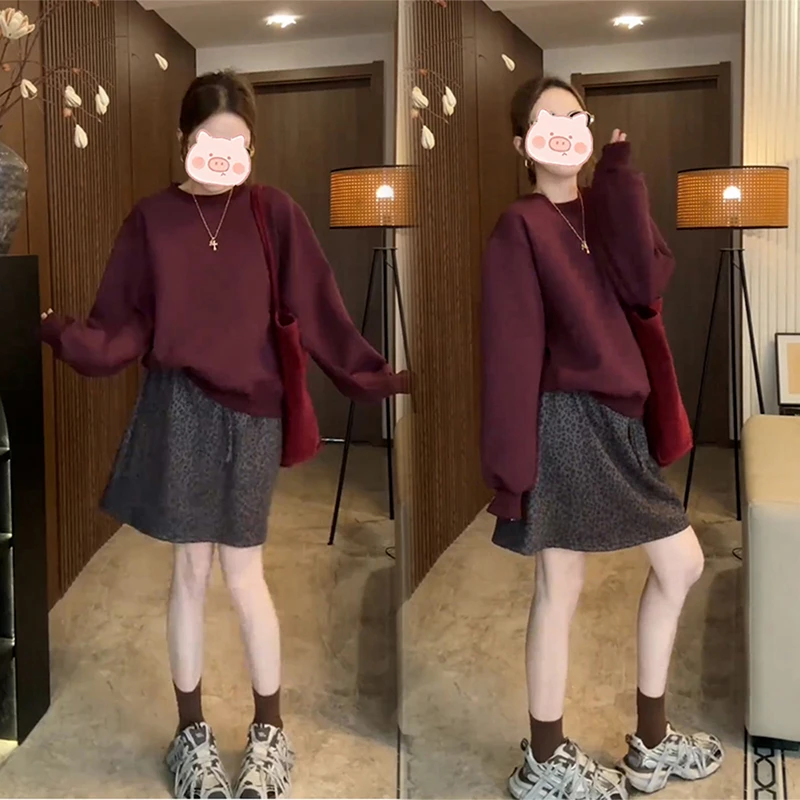 美式慵懒风卫衣女2024秋季新款设计感小众宽松上衣半身裙两件套装