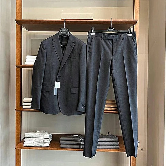 秋季新款 修身商务男装正装 骏马衬西服套装休闲男士西装黑色上班