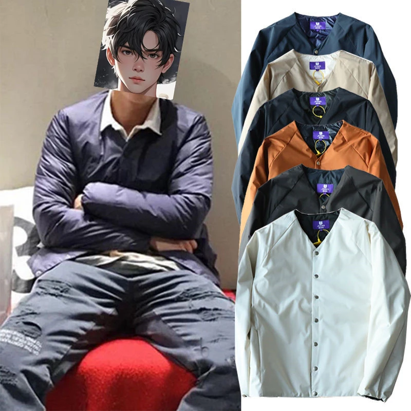 陈老师同款 日本紫标户外防水无领羽绒服夹克内胆男士白鸭绒外套