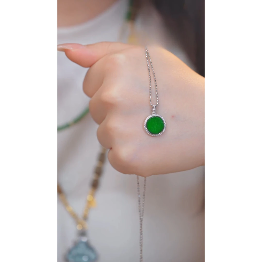 翡翠吊坠(不含链)18K金镶嵌多样性发@@Q0319