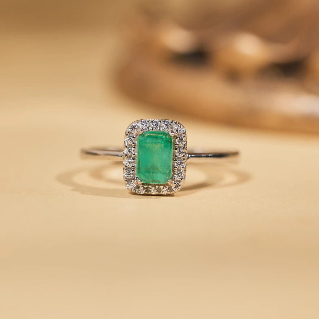 520礼物【歪歪】祖母绿戒指*S925银镶嵌W7081