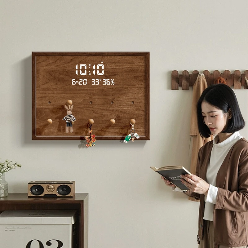 洞洞板电表箱复古高级感万年历电子时钟装饰画