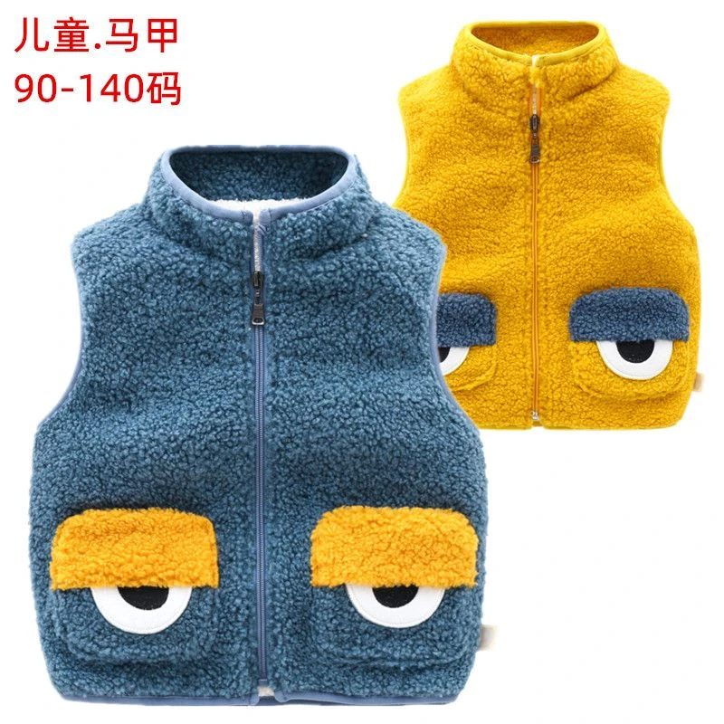 男童马甲外穿2023秋冬新款中小童泰迪绒加绒背心宝宝坎肩拉链开衫