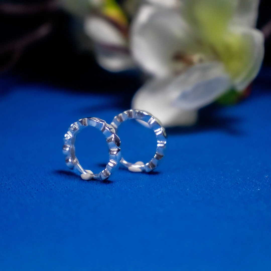 足银耳饰 足银简约多边形切割耳扣百搭素款