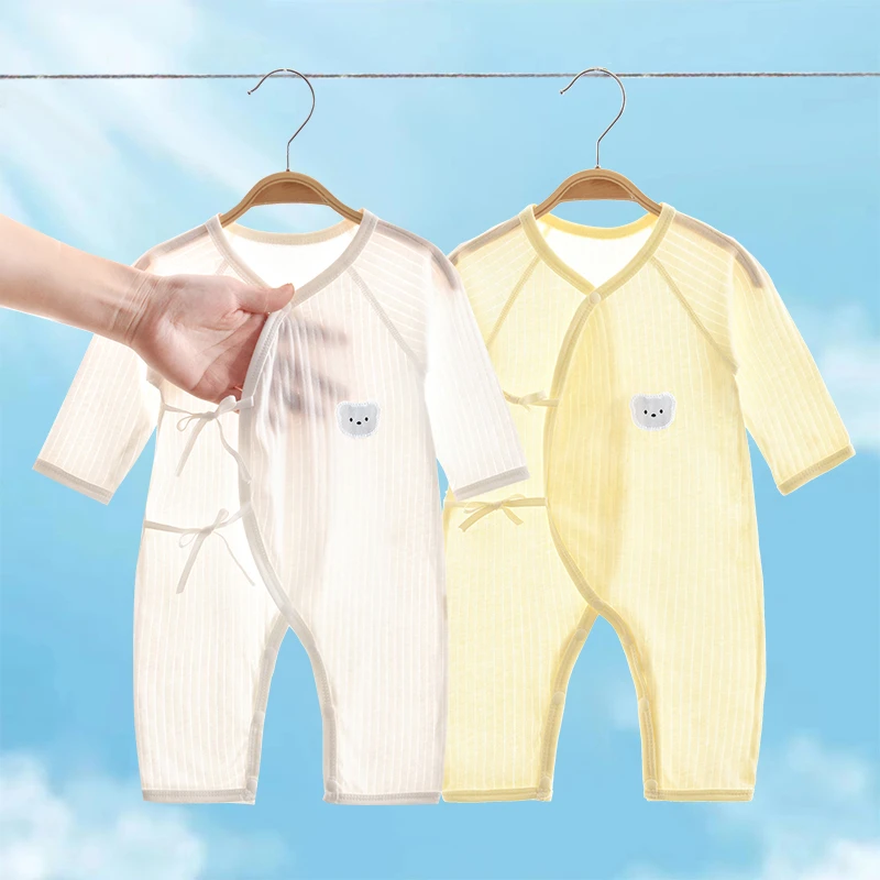 新生儿衣服夏款无骨蝴蝶衣宝宝爬服薄款哈衣护肚空调服婴儿连体衣
