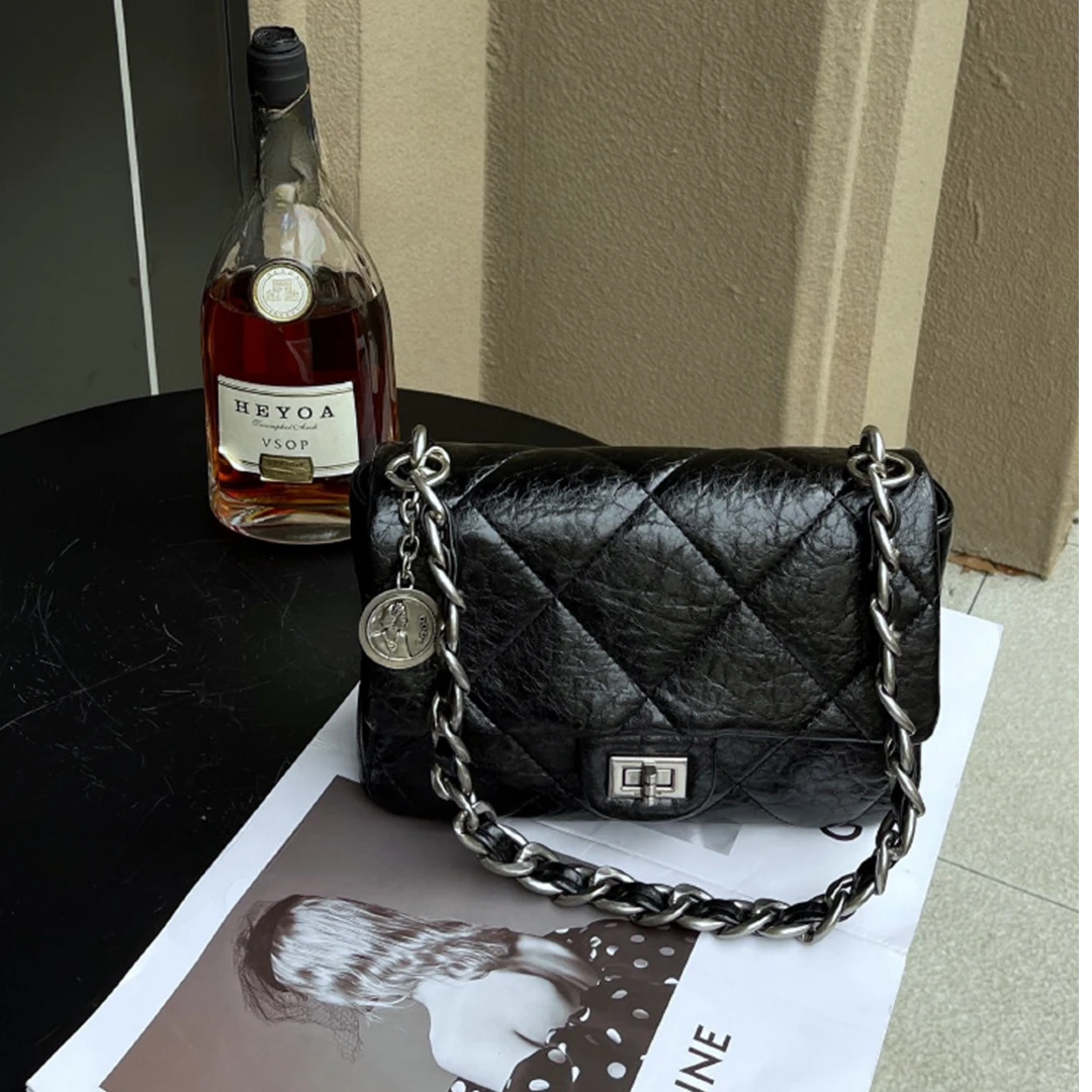 2025早春爆款小香风菱格包链条包宽肩带时尚轻奢精致单肩斜跨女包