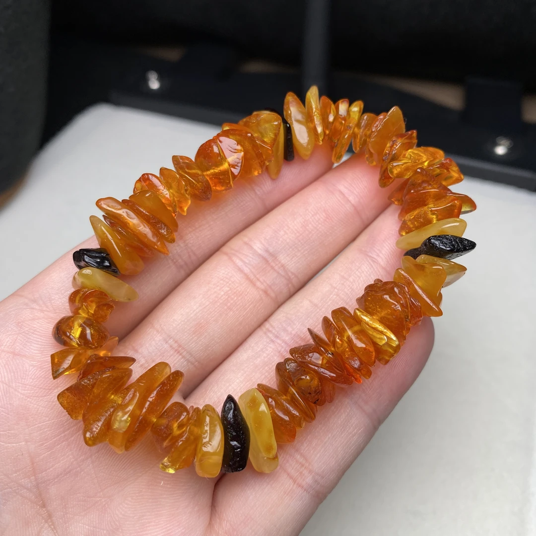【熊总夫妇】琥珀海飘随形原石手串1030-102