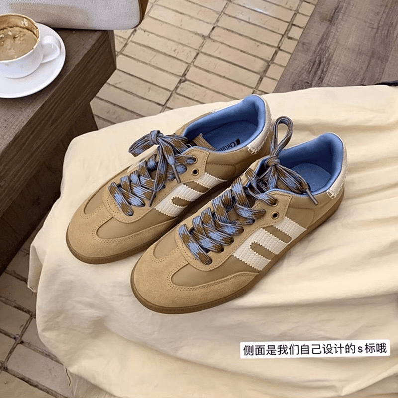 One-two | 美式复古软真皮拼色运动休闲鞋女三杠德训鞋小白鞋夏季