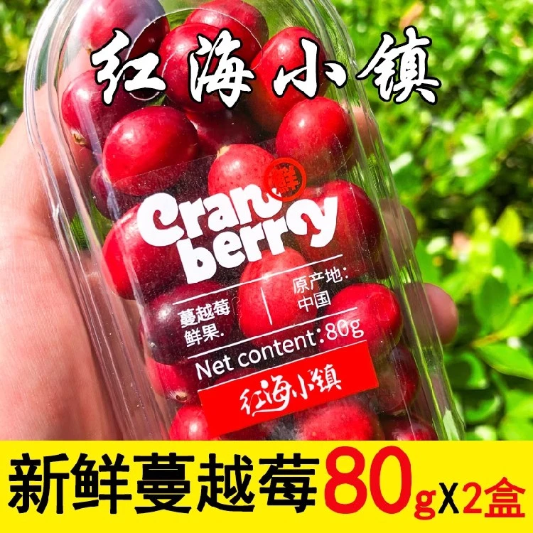 黑龙江抚远新鲜蔓越莓红海小镇女性脆酸水果批发80g*2/12