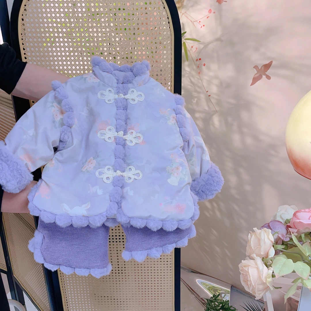 【粉丝带玩偶】女童汉服套装秋冬儿童国风唐装小童汉服宝宝拜年服