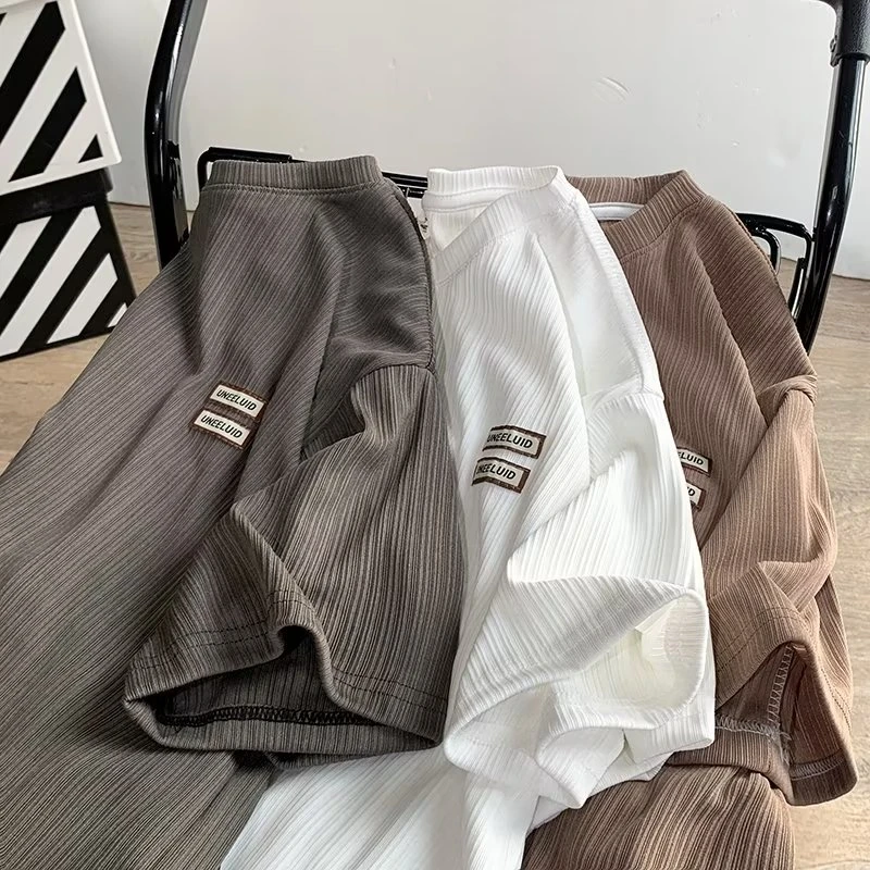 短袖t恤男潮牌夏季宽松五分袖2024年新款网红潮流ins简约印花上衣