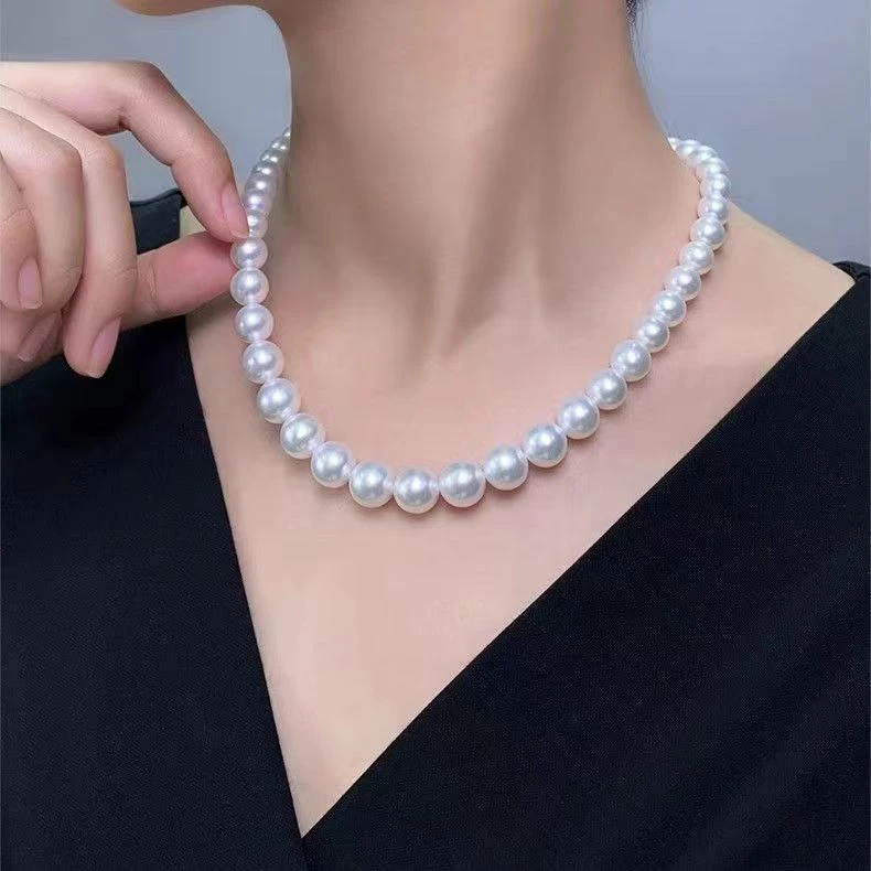 925银12MM轻奢大点位女王款全珠链 项链 白高级感