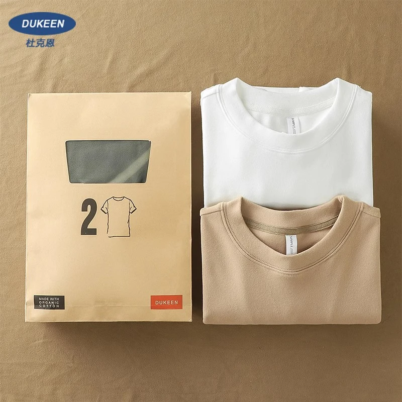 美式350G重磅德绒打底衫男秋冬百搭保暖衣纯色内搭圆领长袖T恤男