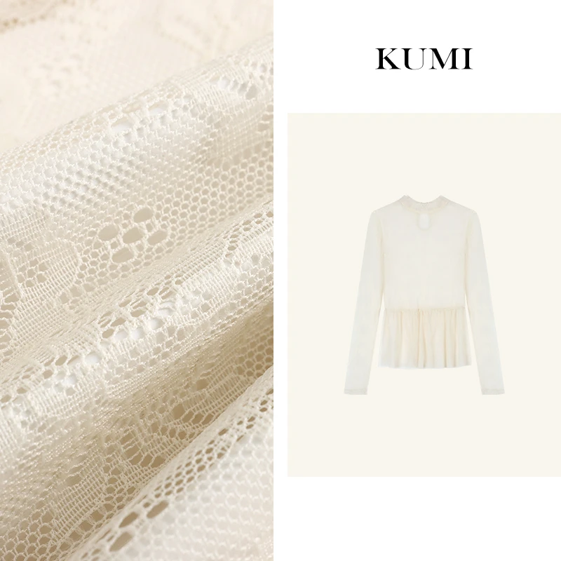 【二姐严选】杏色蕾丝内搭打底衫女2024秋冬纯欲风长袖显示蕾丝裙