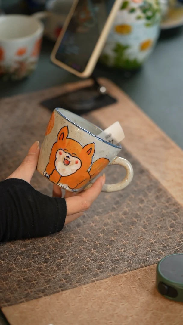 【闪购商品】杯如花手绘陶瓷餐具@@RH4