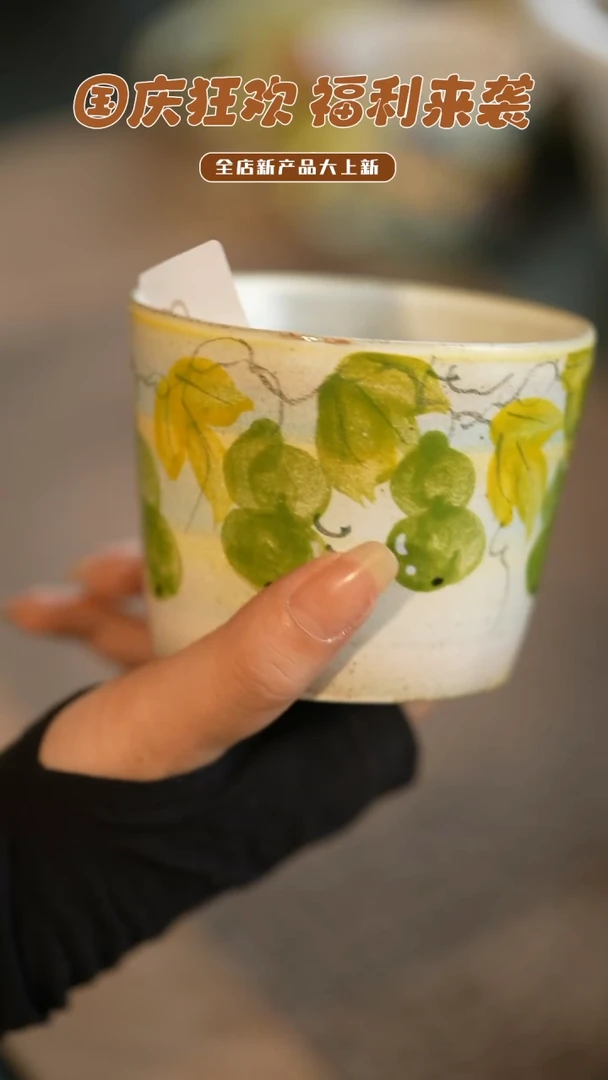 【闪购商品】杯如花手绘陶瓷餐具@@RH878