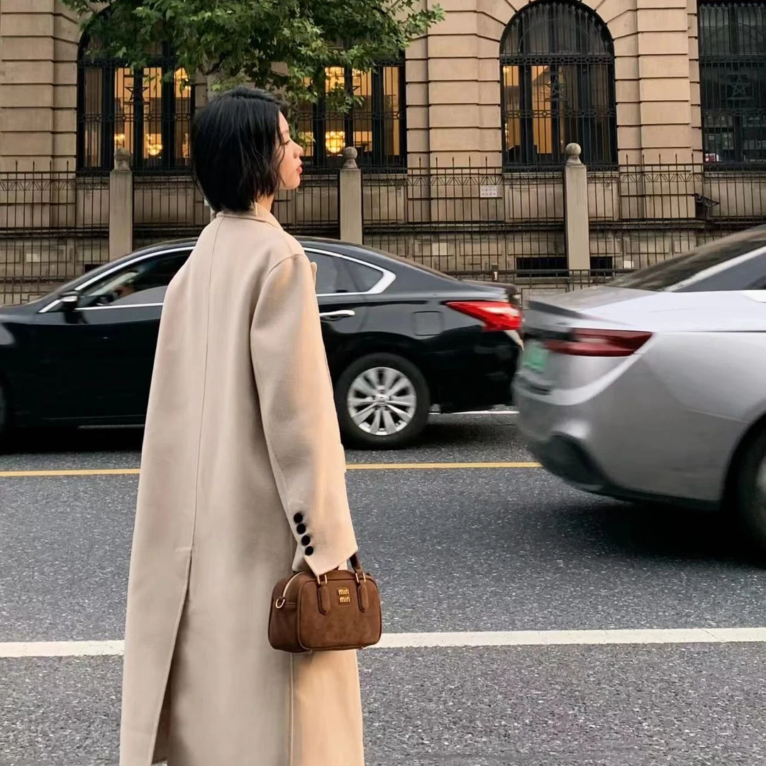 【六粒扣】气质长款百搭时尚外套毛呢冬季2439