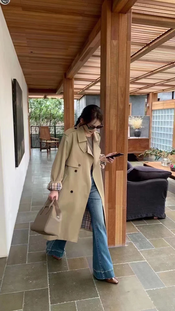 时尚潮流宽松韩版气质百搭遮肉显瘦休闲中长款收腰绑带风衣女外套