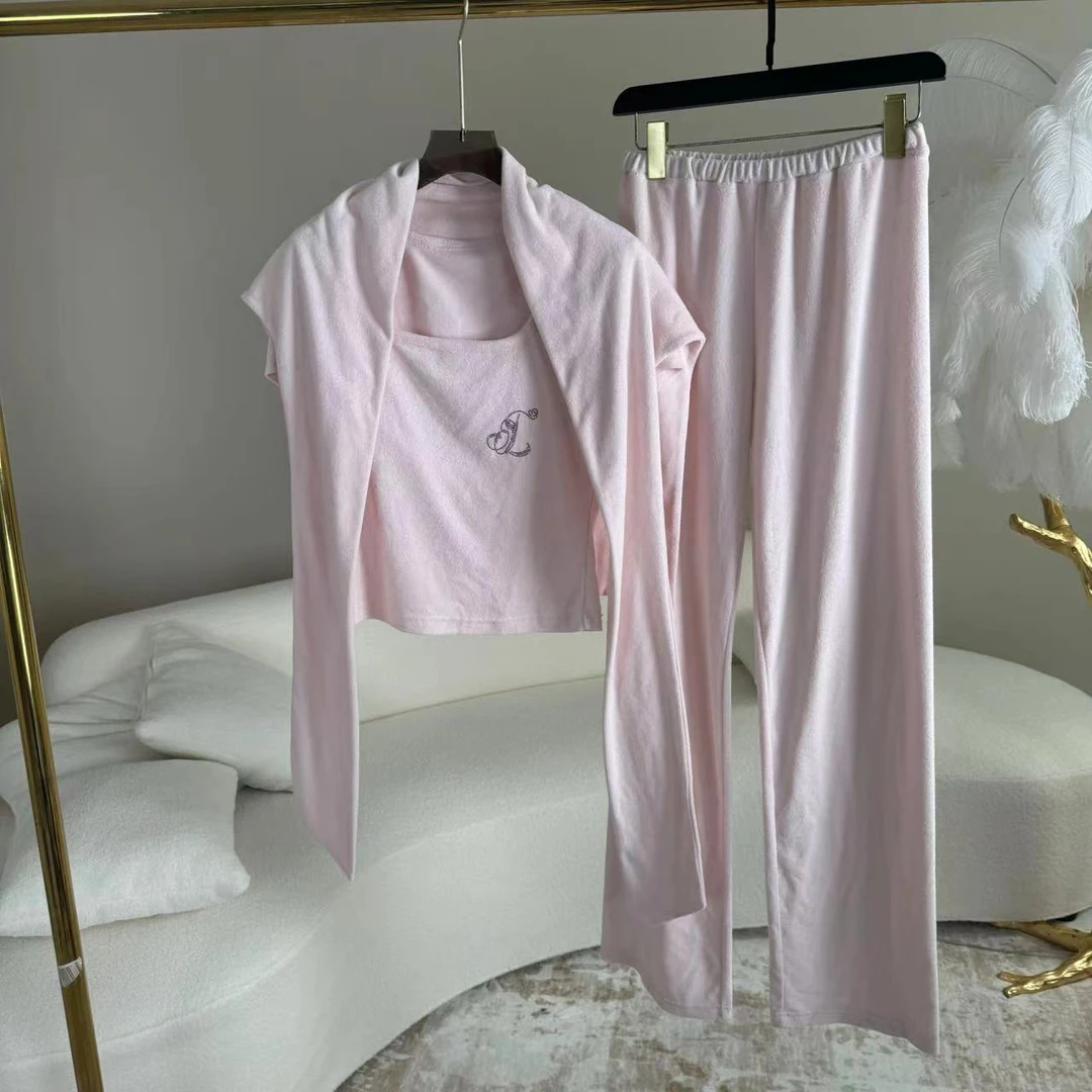 S300-孤品-胸标多色披肩背心长裤三件套装