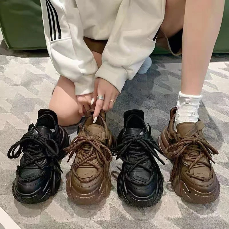 8808断码女鞋厚底百搭时尚加绒女老爹鞋ins韩版秋冬系带女运动鞋