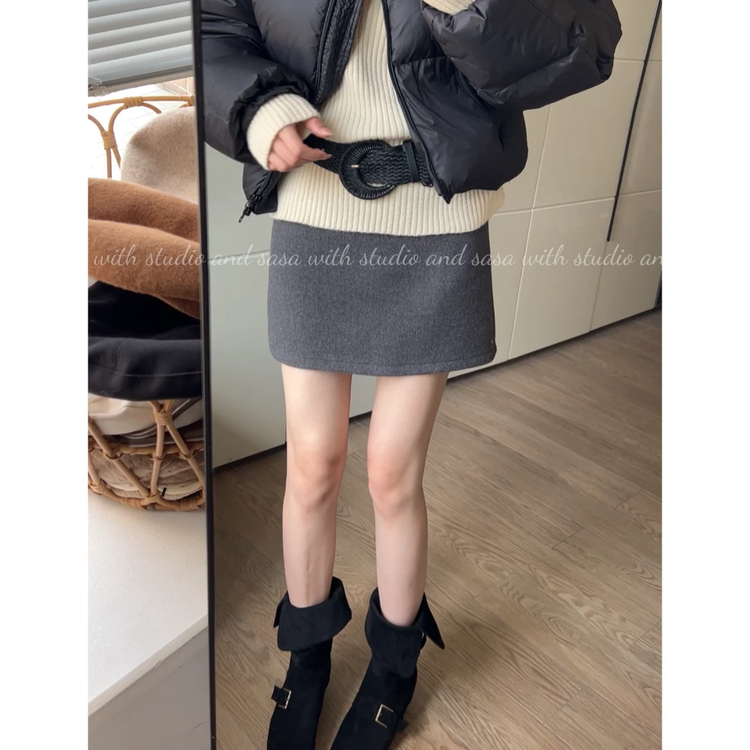 秋冬高腰通勤半身短裙小个子百搭A字半身裙 9993