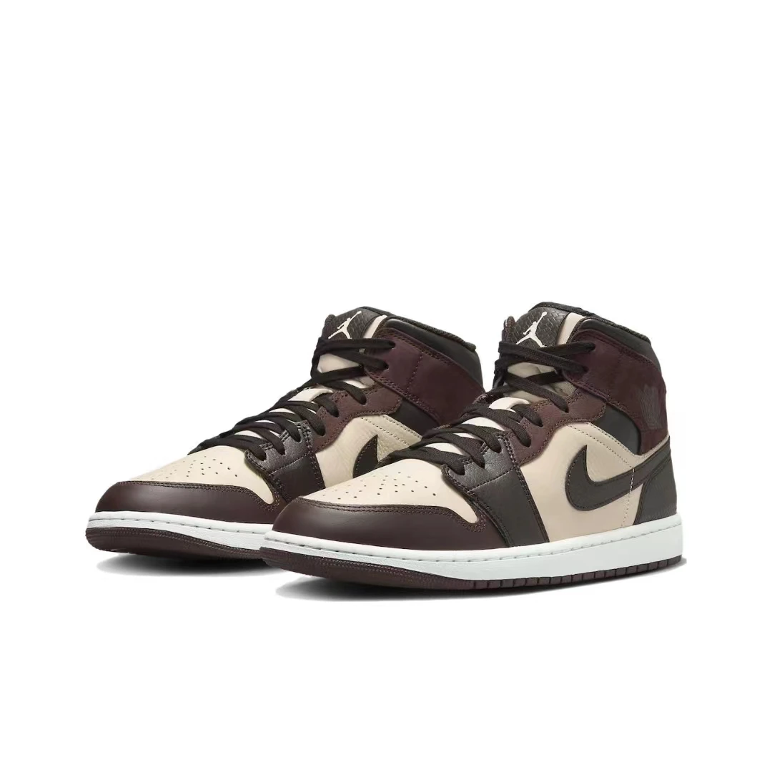耐克/Air Jordan 1 Mid AJ1棕米黑中帮复古篮球鞋FZ4359-200