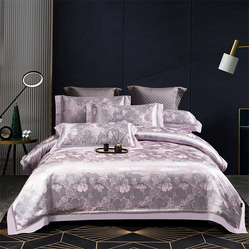 A&J【品牌】轻奢全棉提花四件套床上用品不起球-情花聚独