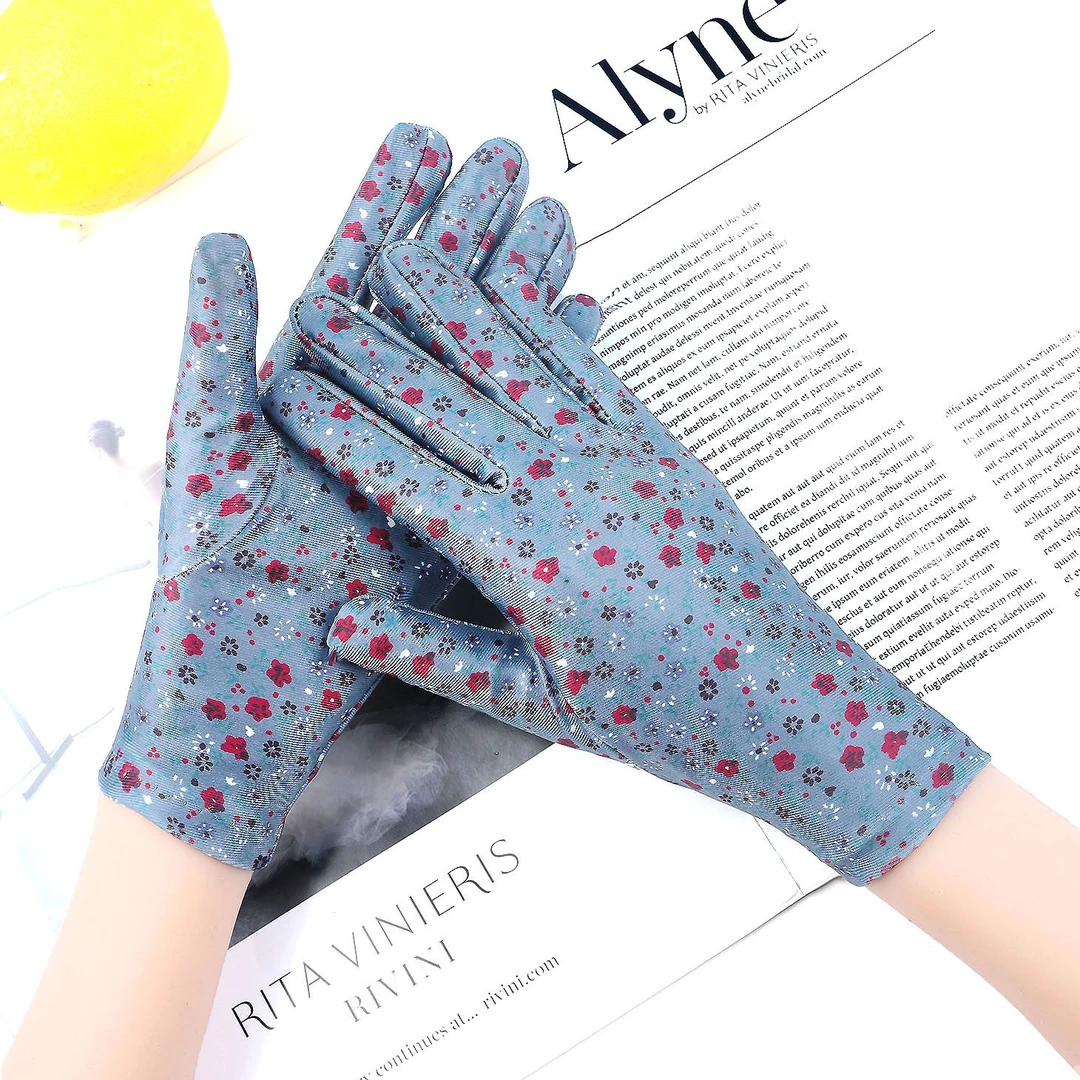 春夏新款薄款冷感开车防晒冰丝手套氨纶丝短款电动车骑行手套女士