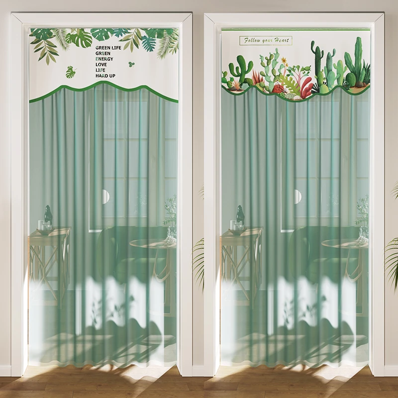 蕾丝双层纱门帘半帘免打孔卧室卫生间家用夏季防蚊虫隐私新款直播