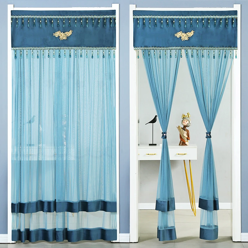 宠粉家用门帘免打孔防蚊纱帘卧室卫生间蕾丝隔断帘装饰帘送大礼包