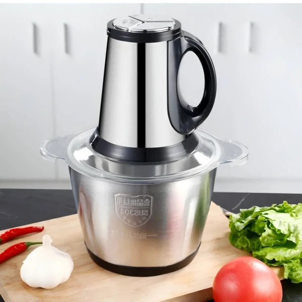 龙德利三挡位3升钢杯绞肉机电动绞肉料理机家用