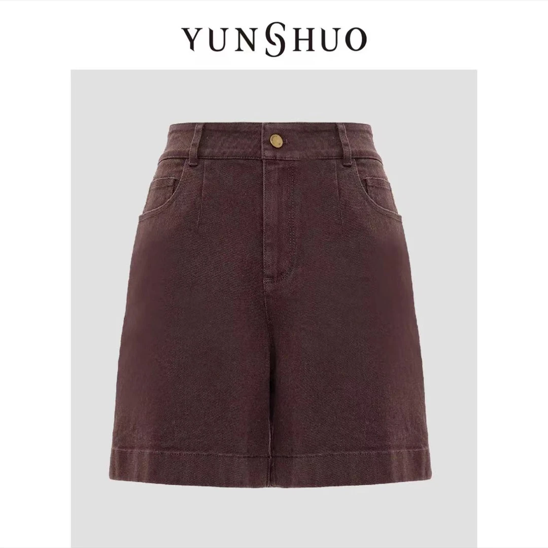 允硕YUNSHUO 夏短裤牛仔高腰时尚休闲百搭