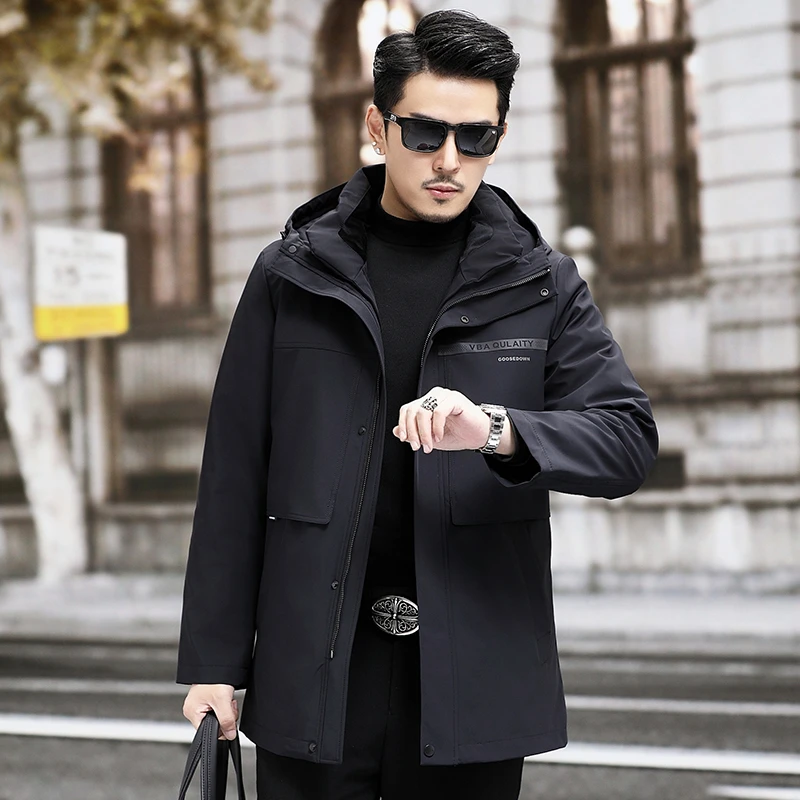 6699 MYM断码 兔毛内胆保暖派克服男中长款鹅绒休闲羽绒服外套