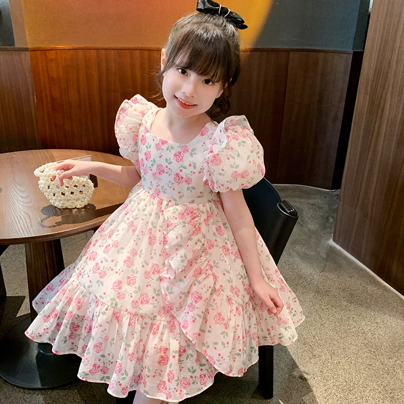 女童夏季连衣裙2023新款洋气儿童时髦碎花公主裙女孩超仙网红裙子