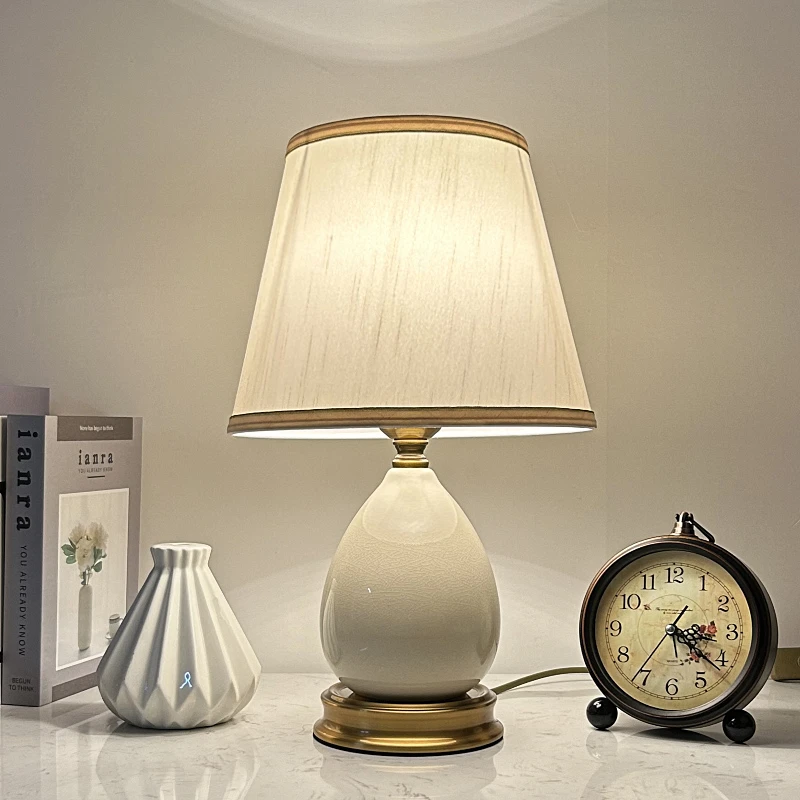 美式酒店陶瓷禅意轻奢台灯创意简约温馨时尚卧室床头客厅书房家用