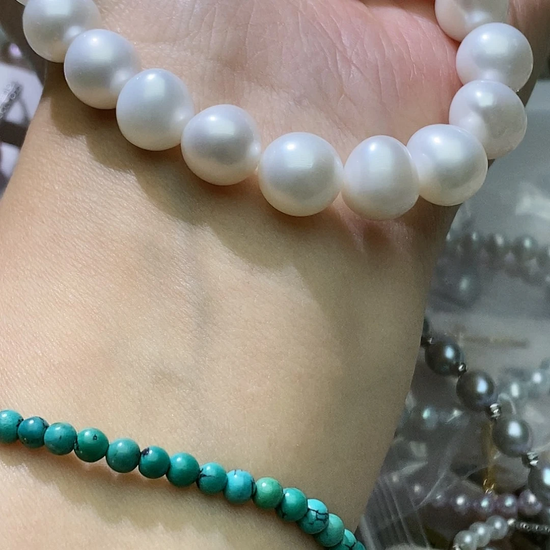 淡水珍珠耳钉银S925镶嵌