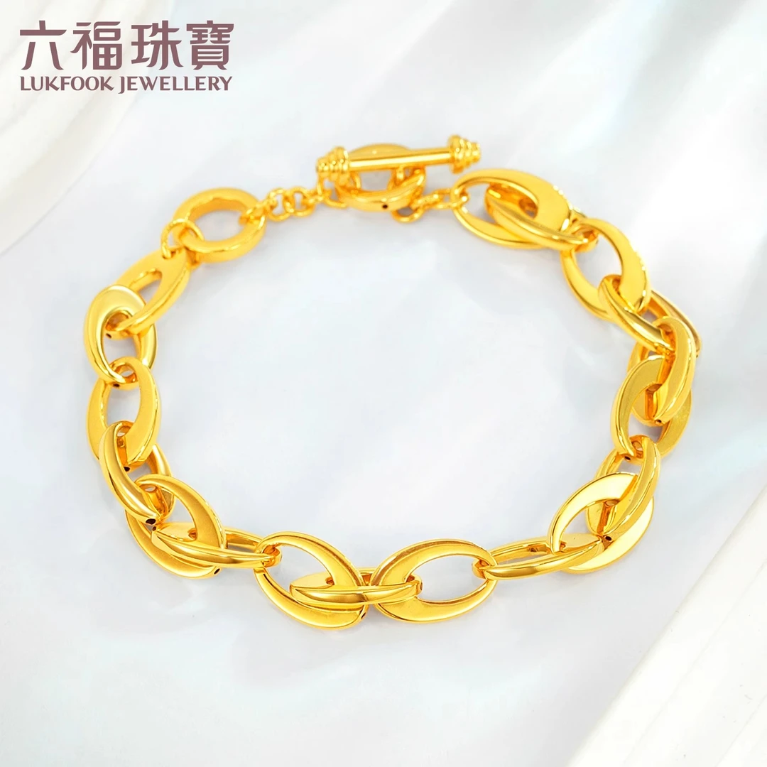 六福珠宝环环相扣黄金手链OT扣足金手链时尚新款女款计价015081BA