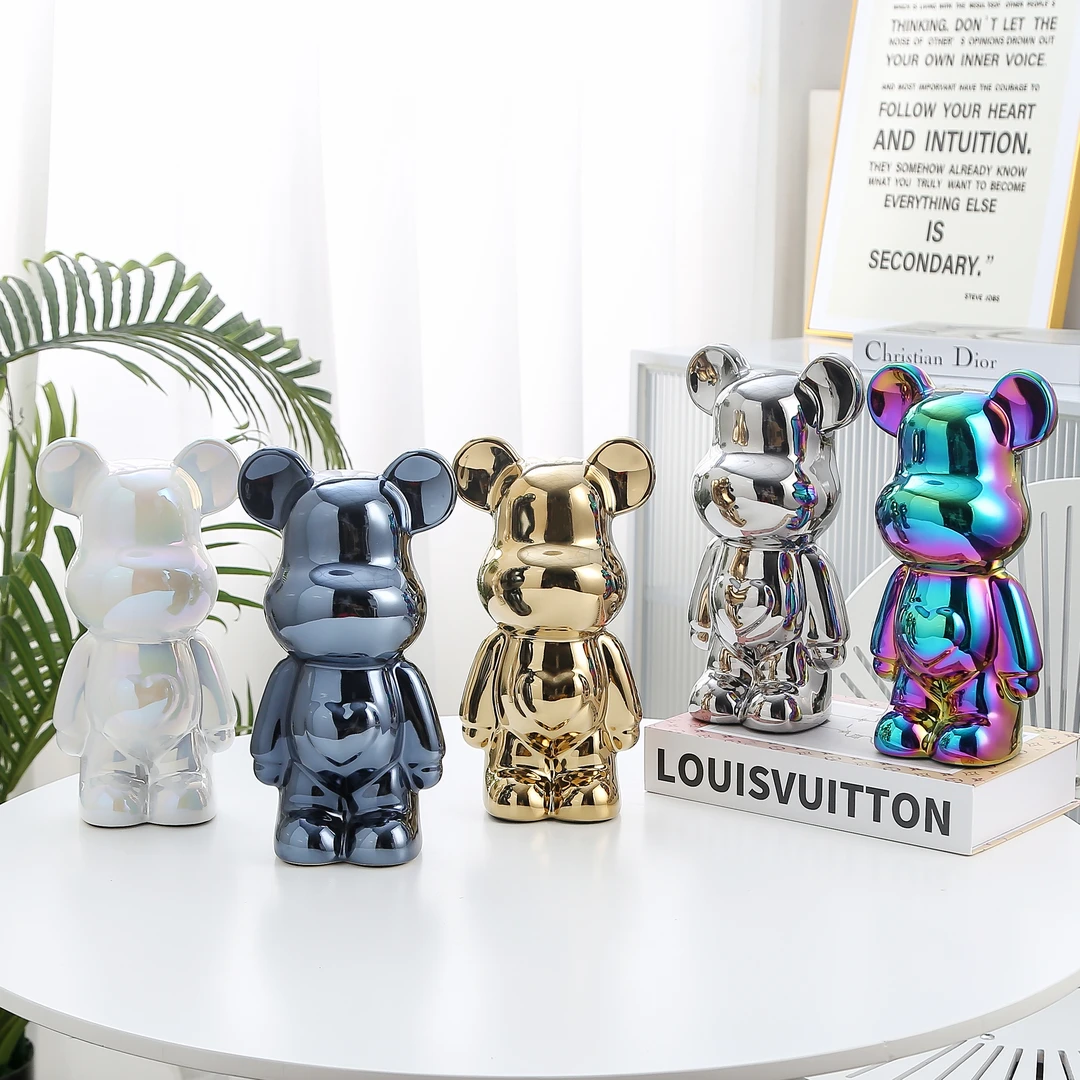 【安迪哥专属】网红陶瓷潮玩爱心熊摆件电镀存钱罐客厅玄关高档大号