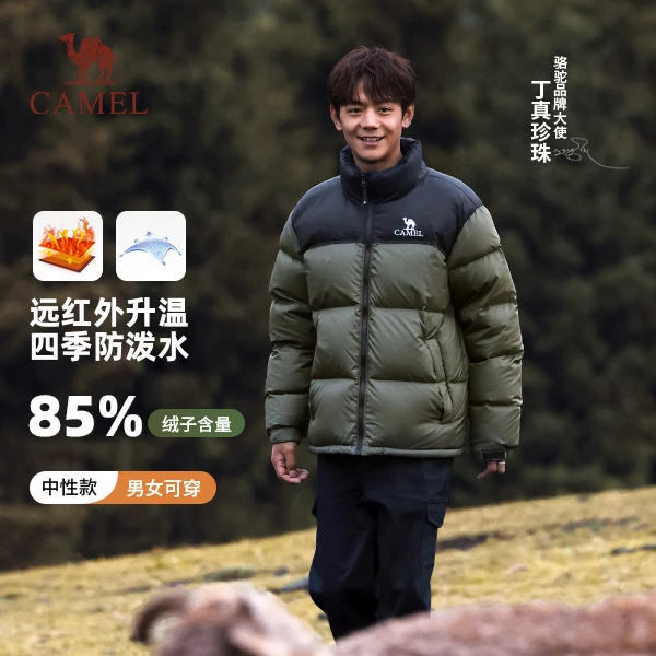 骆驼时尚立领加厚外套蓄热保暖白鸭绒情侣羽绒服A13CAPN032