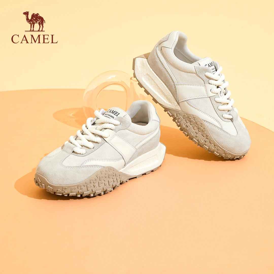 骆驼女鞋2024春季新款复古运动鞋慢跑鞋百搭厚底休闲鞋L24S208613