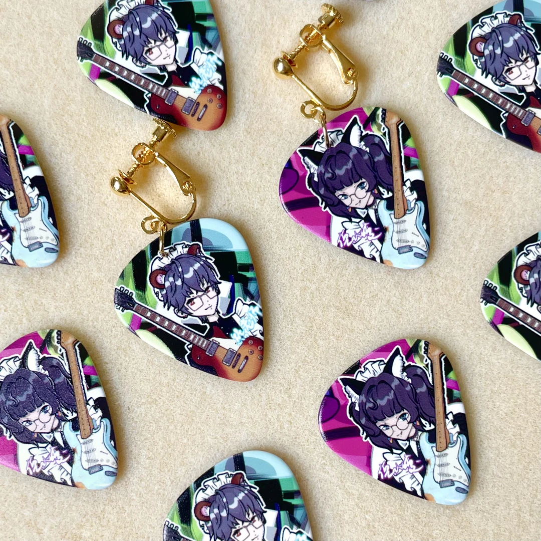 【倪小嘎】2024款二次元动漫赛璐璐手工电吉他拨片/定制拨片耳夹