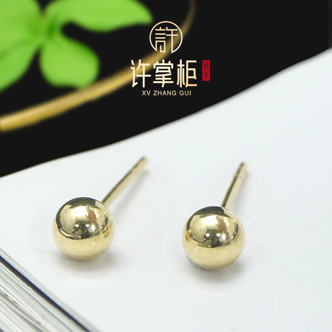 许掌柜｜18K金镶嵌耳钉素款耳饰经典个性简约精致百搭时尚气质优雅