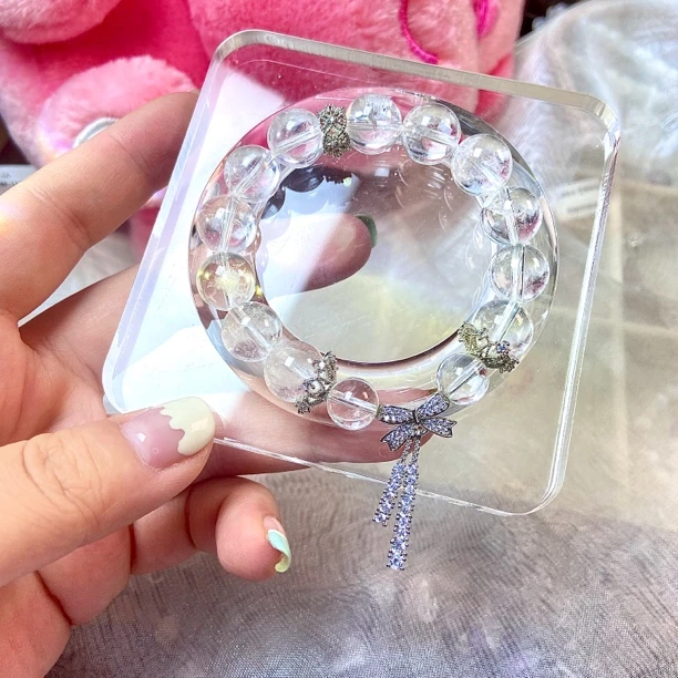 天然白水晶手链气质时尚甜美简约单圈