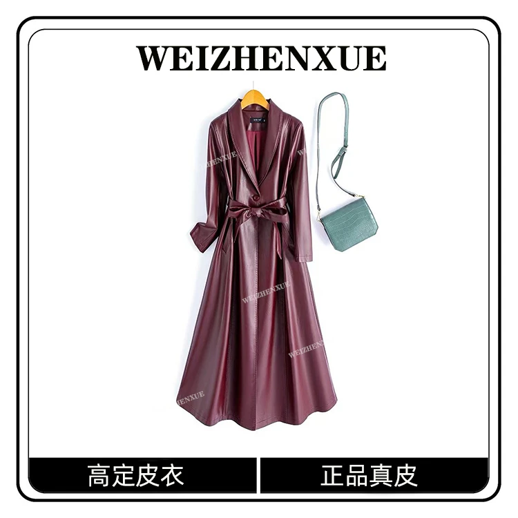 海宁真皮皮衣女中长款绵羊皮风衣外套 KFLD-817#