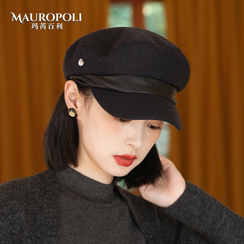 MauroPoli/玛芮百利日系韩版鸭舌帽女秋冬新款时尚百搭复古报童帽