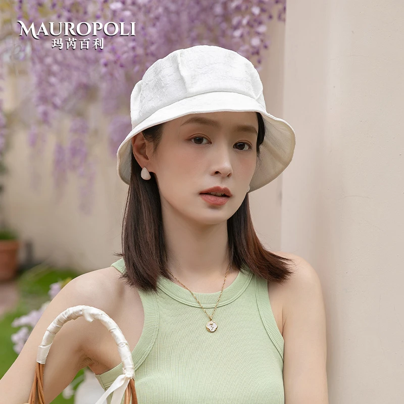 白色渔夫帽女夏季2024新款轻薄透气防晒遮阳帽日系太阳帽女款帽子