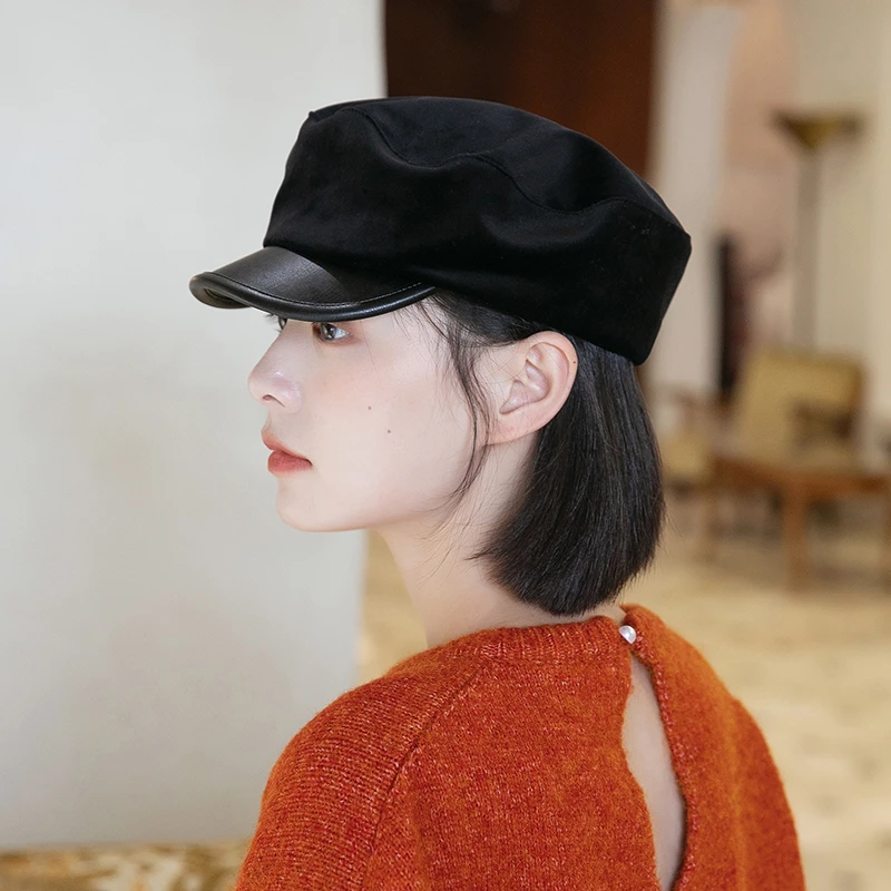 MauroPoli/玛芮百利时尚女士新款鸭舌帽女春秋韩系百搭平顶报童帽